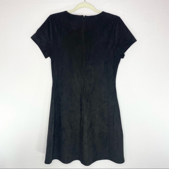 Express Black Suede Lace up Front Dress - Picture 8 of 9